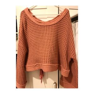 Free People oversized Pink Knit Sweater || XS